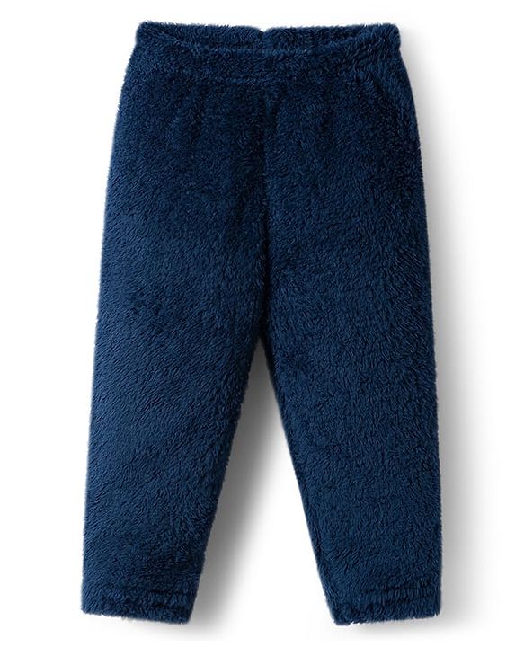 Babyhug Velour Knit Full Sleeves Winter Wear Night Suit With Bear Embriodery - Navy Blue