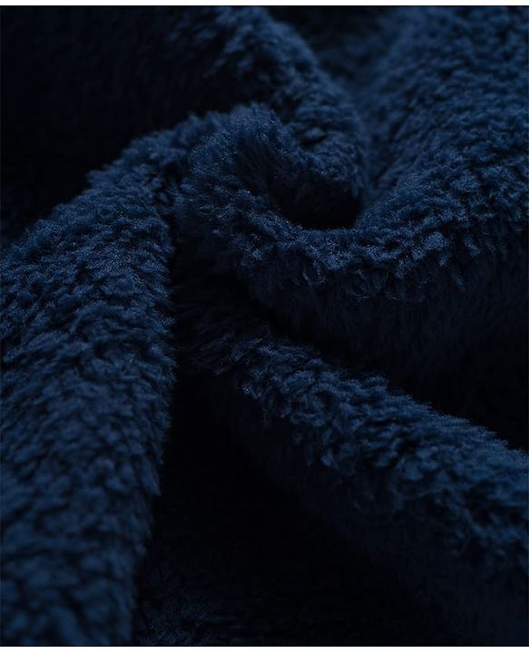 Babyhug Velour Knit Full Sleeves Winter Wear Night Suit With Bear Embriodery - Navy Blue