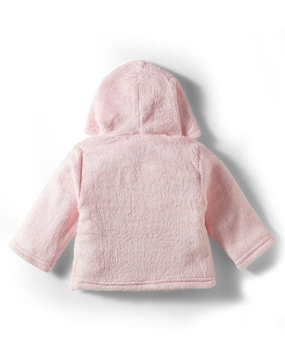 Babyhug Cotton Knit Full Sleeves Hooded Winter Wear Night Suit With Animal Face Embroidery - Pink
