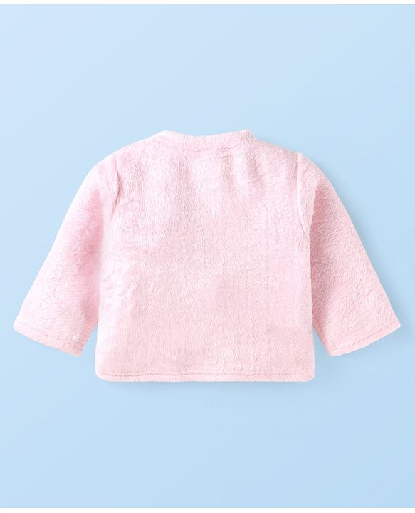 Babyhug Cotton Knit Full Sleeves Hooded Winter Wear Night Suit With Animal Face Embroidery - Pink