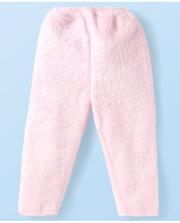 Babyhug Cotton Knit Full Sleeves Hooded Winter Wear Night Suit With Animal Face Embroidery - Pink