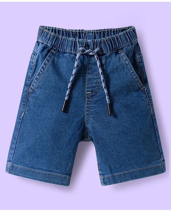 Babyhug Cotton Woven Half Sleeves Shirt & Denim Shorts Set With Dolphin Print - Multicolor