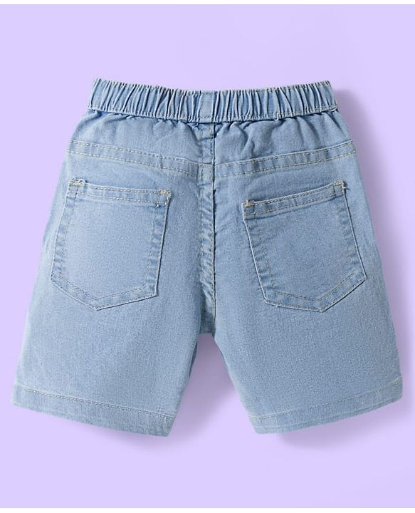 Babyhug Cotton Woven Half Sleeves Shirt & Denim Shorts Set With Sea Animals Print - Multicolor