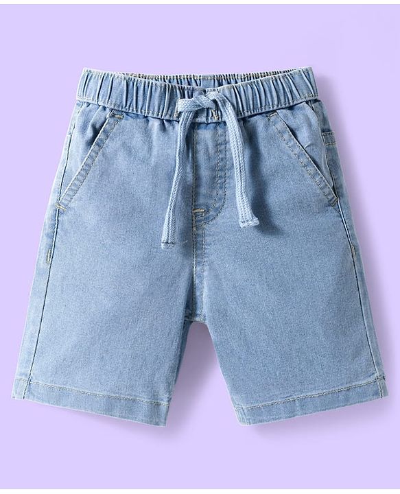 Babyhug Cotton Woven Half Sleeves Shirt & Denim Shorts Set With Sea Animals Print - Multicolor
