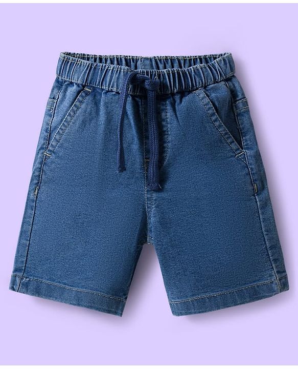 Babyhug Cotton Woven Half Sleeves Shirt & Denim Shorts Set With Numbers Print - Multicolor