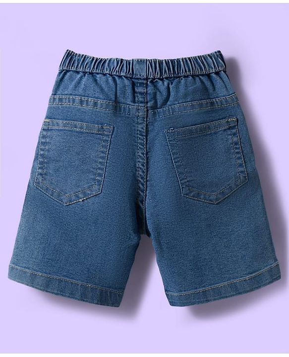 Babyhug Cotton Woven Half Sleeves Shirt & Denim Shorts Set With Numbers Print - Multicolor