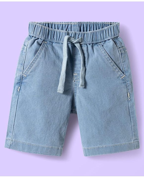 Babyhug Cotton Woven Half Sleeves Shirt & Denim Shorts Set With Animals Print - Multicolor