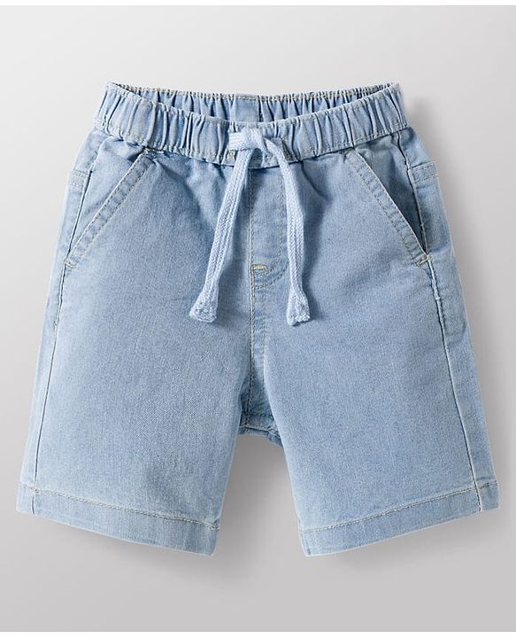 Babyhug Cotton Woven Half Sleeves Shirt & Denim Shorts Set With Leaf Print - Multicolor