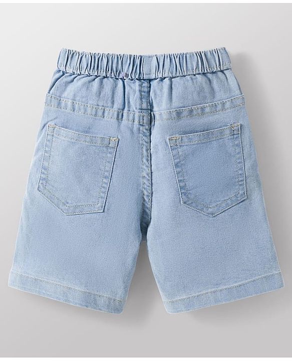 Babyhug Cotton Woven Half Sleeves Shirt & Denim Shorts Set With Leaf Print - Multicolor