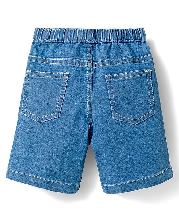 Babyhug Cotton Woven Half Sleeves Shirt & Denim Shorts Set with Tropical Theme Print - Blue