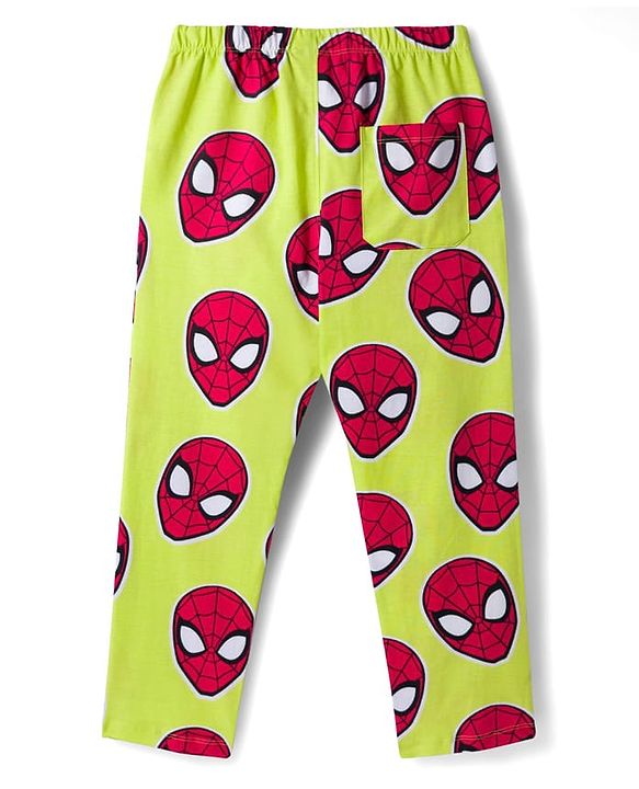 Pine Kids Marvel Single Jersey Knit Full Sleeves Co-ord Night Suit With Spider-Man Print - Lime Green