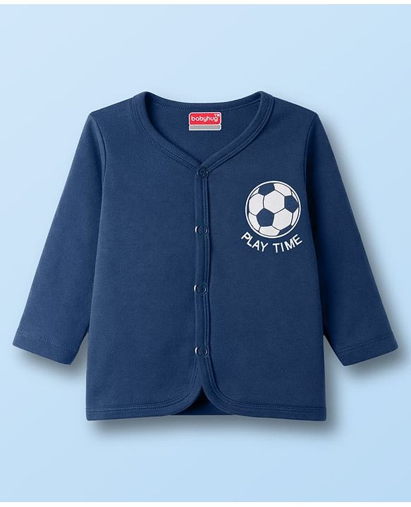Babyhug 100% Cotton Knit Full Sleeves Jhablas with Ball & Star Print Pack of 3 - Navy Blue Red & White