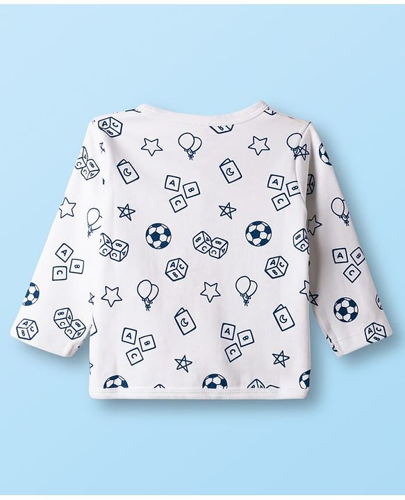 Babyhug 100% Cotton Knit Full Sleeves Jhablas with Ball & Star Print Pack of 3 - Navy Blue Red & White