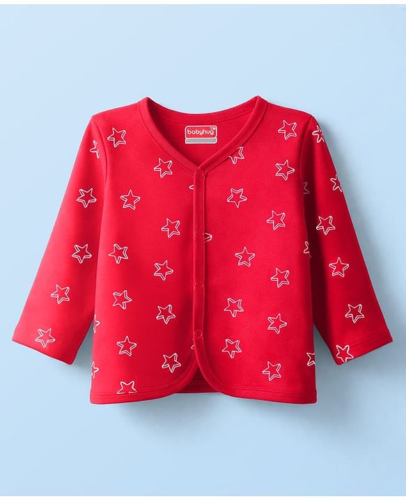 Babyhug 100% Cotton Knit Full Sleeves Jhablas with Ball & Star Print Pack of 3 - Navy Blue Red & White