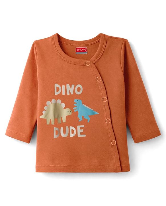 Babyhug 100% Cotton Knit Full Sleeves Jhablas with Dino Print & Stripes Pack of 3 - Multicolor