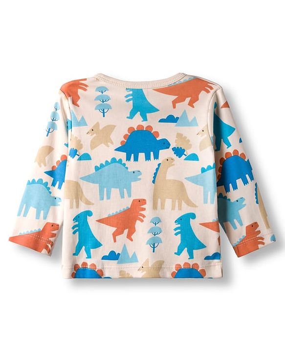 Babyhug 100% Cotton Knit Full Sleeves Jhablas with Dino Print & Stripes Pack of 3 - Multicolor