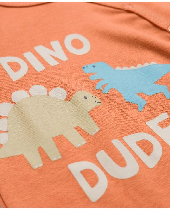 Babyhug 100% Cotton Knit Full Sleeves Jhablas with Dino Print & Stripes Pack of 3 - Multicolor