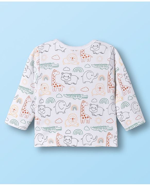 Babyhug 100% Cotton Knit Half Sleeves Jhablas With Animal Print Pack of 3 - Orange Yellow & White