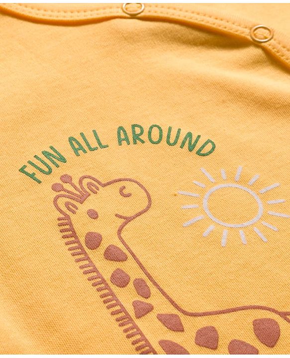 Babyhug 100% Cotton Knit Half Sleeves Jhablas With Animal Print Pack of 3 - Orange Yellow & White