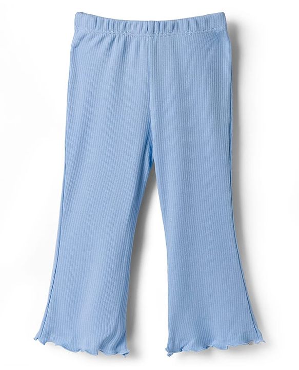 Babyhug Cotton Knit Full Length Solid Color Flared Legging - Blue