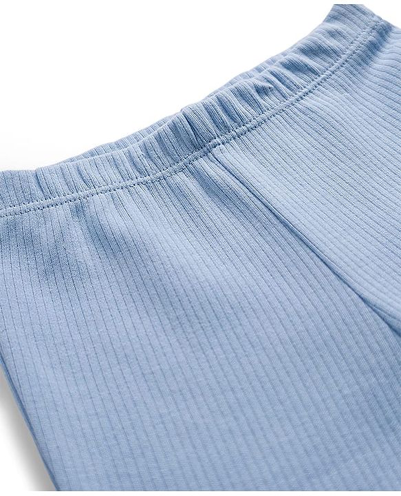 Babyhug Cotton Knit Full Length Solid Color Flared Legging - Blue