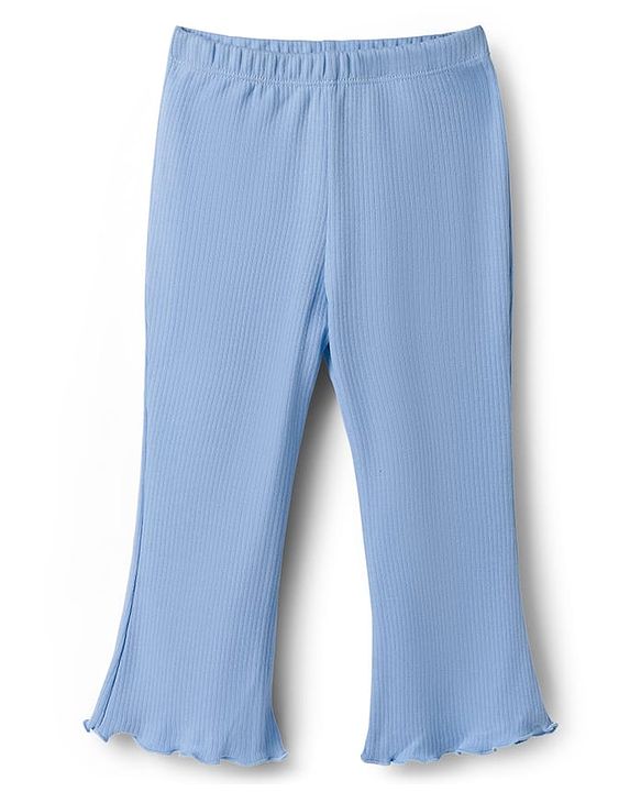 Babyhug Cotton Knit Full Length Solid Color Flared Legging - Blue
