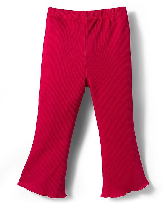 Babyhug Cotton Knit Full Length Solid Color Flared Legging - Maroon