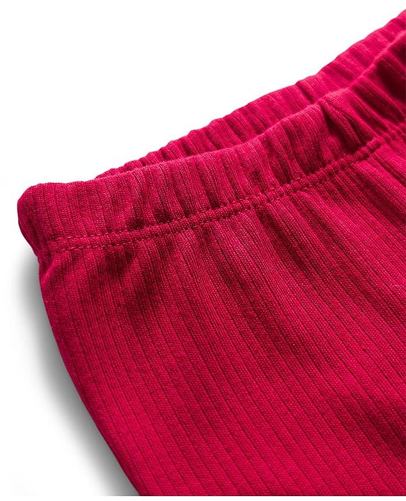 Babyhug Cotton Knit Full Length Solid Color Flared Legging - Maroon