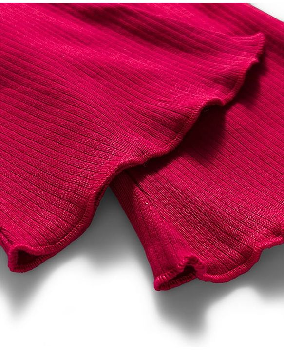 Babyhug Cotton Knit Full Length Solid Color Flared Legging - Maroon