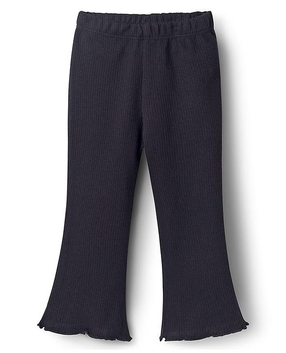 Babyhug Cotton Knit Full Length Solid Color Flared Legging - Black