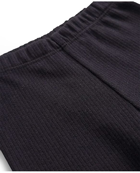 Babyhug Cotton Knit Full Length Solid Color Flared Legging - Black