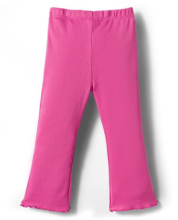 Babyhug Cotton Knit Full Length Solid Color Flared Legging - Pink