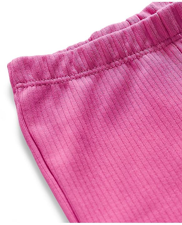 Babyhug Cotton Knit Full Length Solid Color Flared Legging - Pink