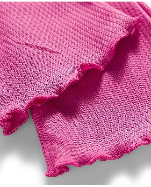 Babyhug Cotton Knit Full Length Solid Color Flared Legging - Pink