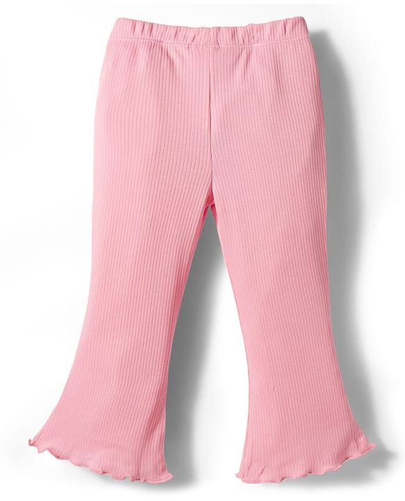 Babyhug Cotton Knit Full Length Solid Color Flared Legging - Light Pink