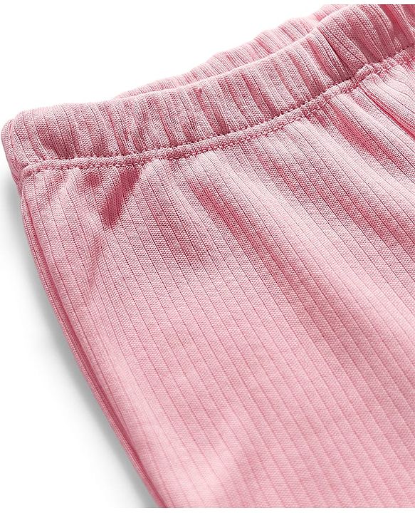 Babyhug Cotton Knit Full Length Solid Color Flared Legging - Light Pink