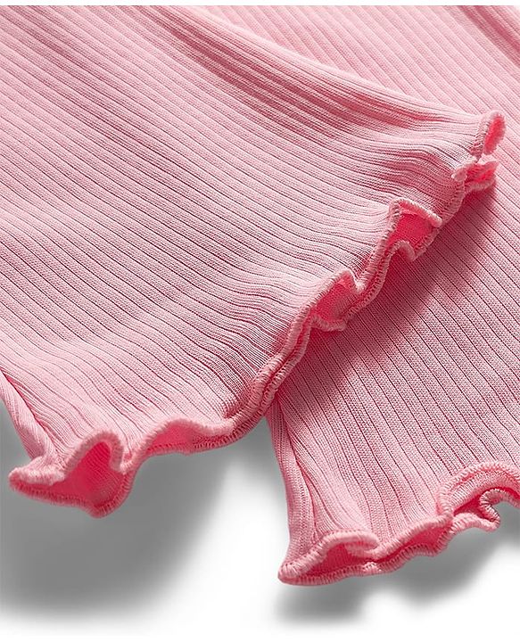 Babyhug Cotton Knit Full Length Solid Color Flared Legging - Light Pink