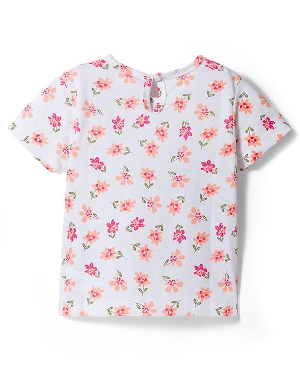 Babyhug Cotton Woven Frock & Half Sleeves Inner Tee With Floral Print & Embroidery - Olive Green
