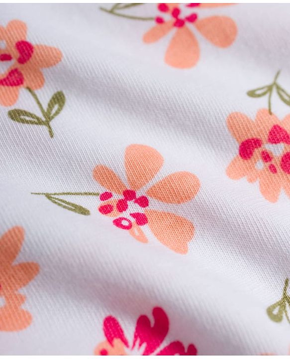 Babyhug Cotton Woven Frock & Half Sleeves Inner Tee With Floral Print & Embroidery - Olive Green