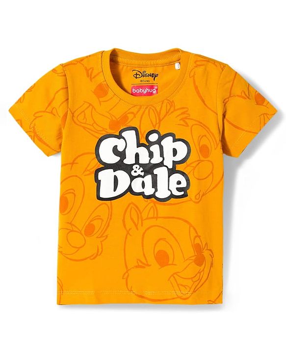 Babyhug Disney Single Jersey Knit Half Sleeves T-Shirts with Chip N Dale Graphic Pack of 3 - Orange Aqua Blue & Green