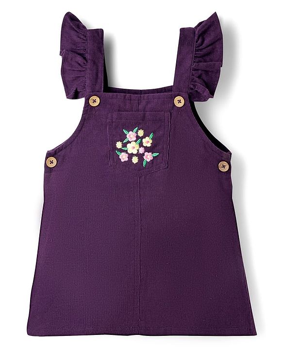 Babyhug Cotton Woven Half Sleeves T-Shirt & Frock with Floral Print - Purple