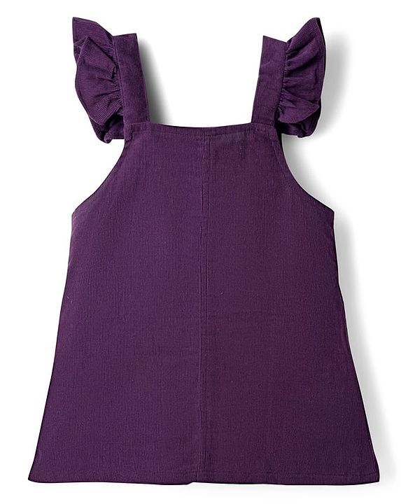 Babyhug Cotton Woven Half Sleeves T-Shirt & Frock with Floral Print - Purple
