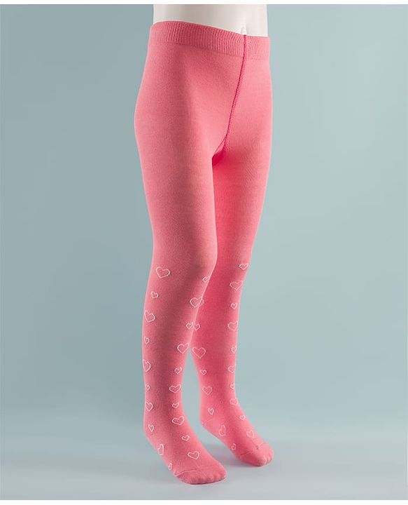 Cute Walk by Babyhug Knit Heart Design Antibacterial Tights - Pink