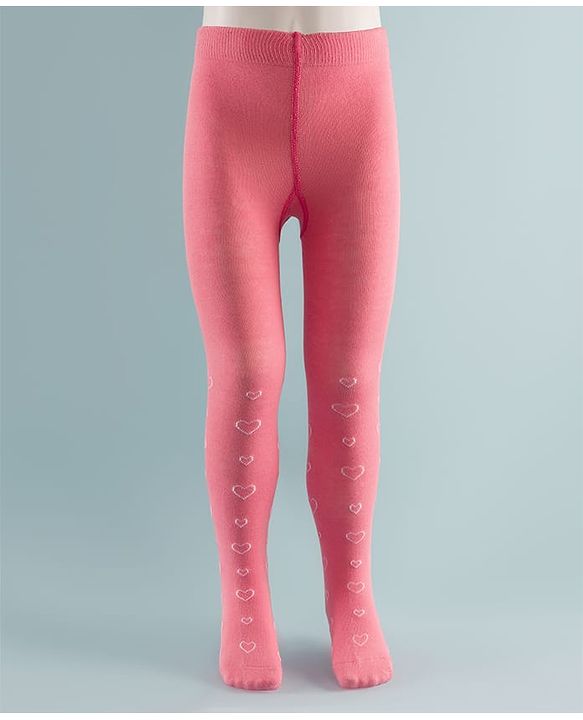 Cute Walk by Babyhug Knit Heart Design Antibacterial Tights - Pink