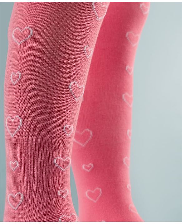 Cute Walk by Babyhug Knit Heart Design Antibacterial Tights - Pink
