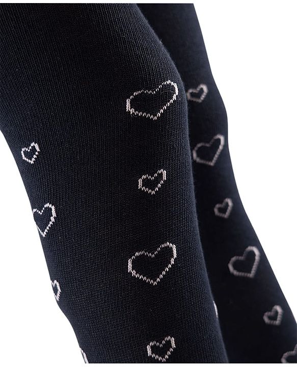 Cute Walk by Babyhug Knit Heart Design Antibacterial Tights - Navy