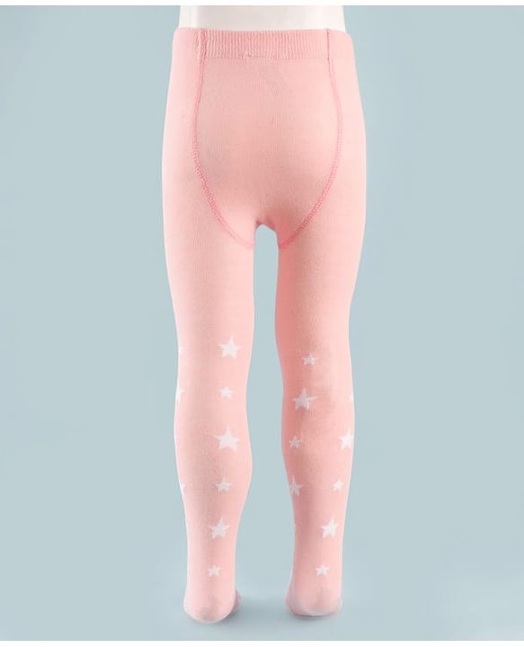 Cute Walk by Babyhug Knit Antibacterial Tights with Star Design - Pink