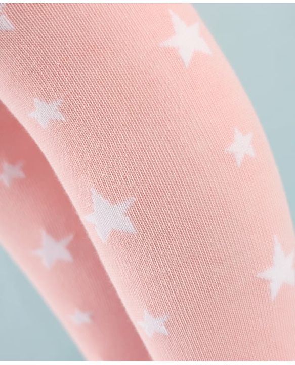 Cute Walk by Babyhug Knit Antibacterial Tights with Star Design - Pink