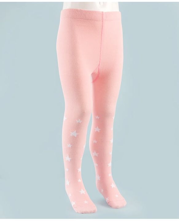 Cute Walk by Babyhug Knit Antibacterial Tights with Star Design - Pink