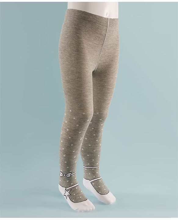 Cute Walk by Babyhug Knit Polka Dot Design Antibacterial Tights - Grey